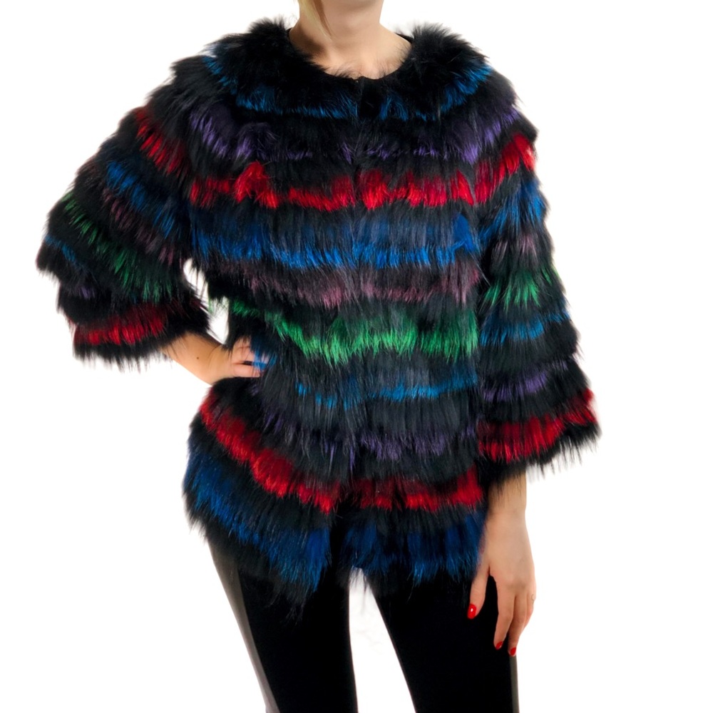 Brand New Multi color Fur Coat